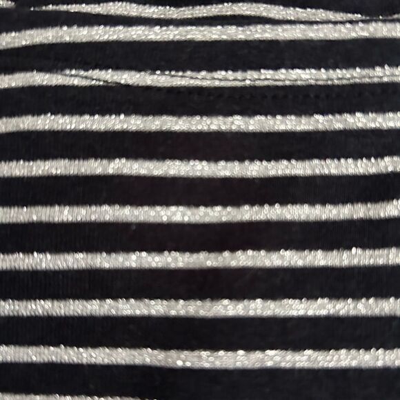 Vineyard Vines Lurex Jet Black And Silver Striped Simple Boatneck Shirt - Picture 2 of 4